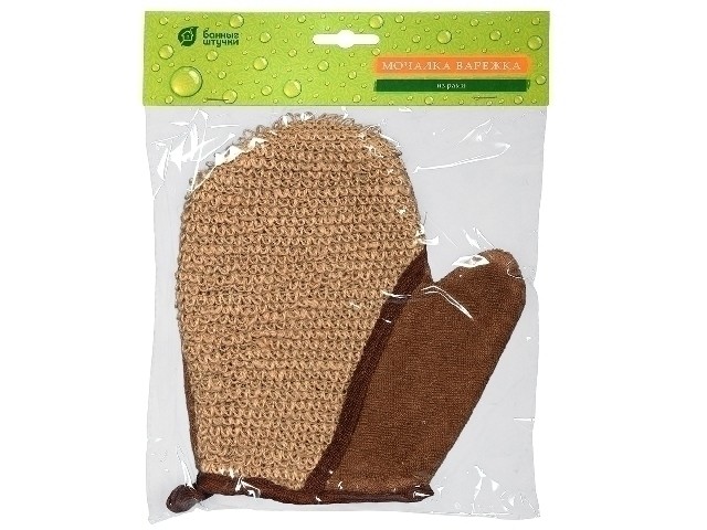 Мочалка из рами,варежка с хлопком 18х21 см Банные штучки 40363